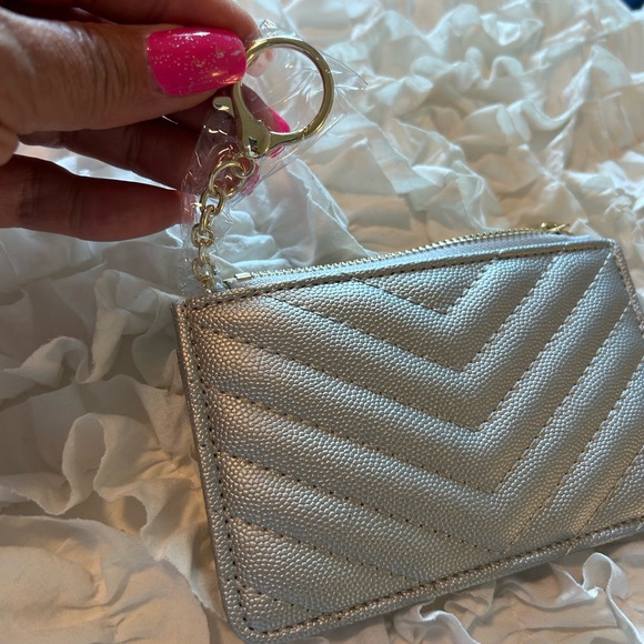 Small Card/Coin Wallet • Silver w/ Zipper • - Picture 7 of 9